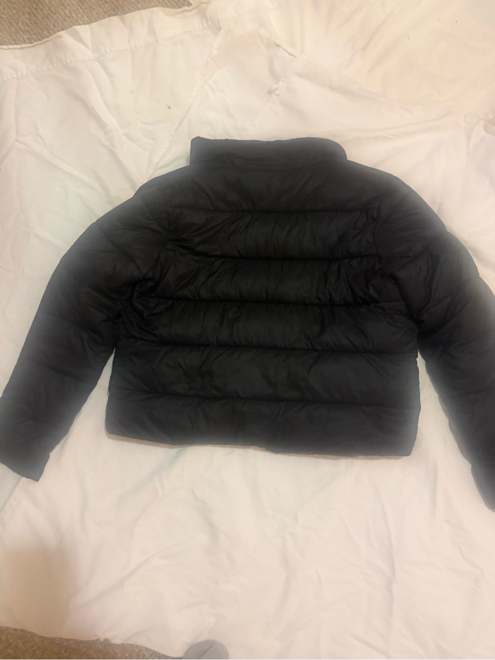 Men's Black Cropped Puffer Jacket - Warm Quilted Coat